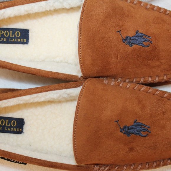 NEW POLO RALPH LAUREN MENS SLIPPERS‎ CHESTNUT main image 6